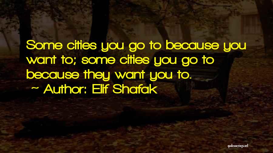 Elif Shafak Quotes: Some Cities You Go To Because You Want To; Some Cities You Go To Because They Want You To.