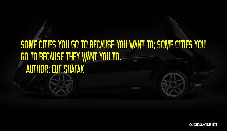 Elif Shafak Quotes: Some Cities You Go To Because You Want To; Some Cities You Go To Because They Want You To.