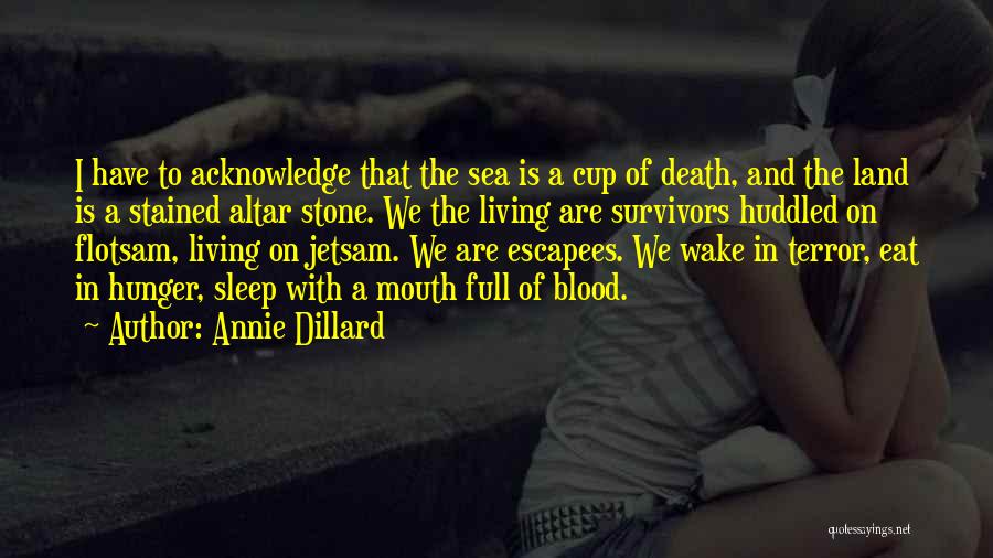 Annie Dillard Quotes: I Have To Acknowledge That The Sea Is A Cup Of Death, And The Land Is A Stained Altar Stone.