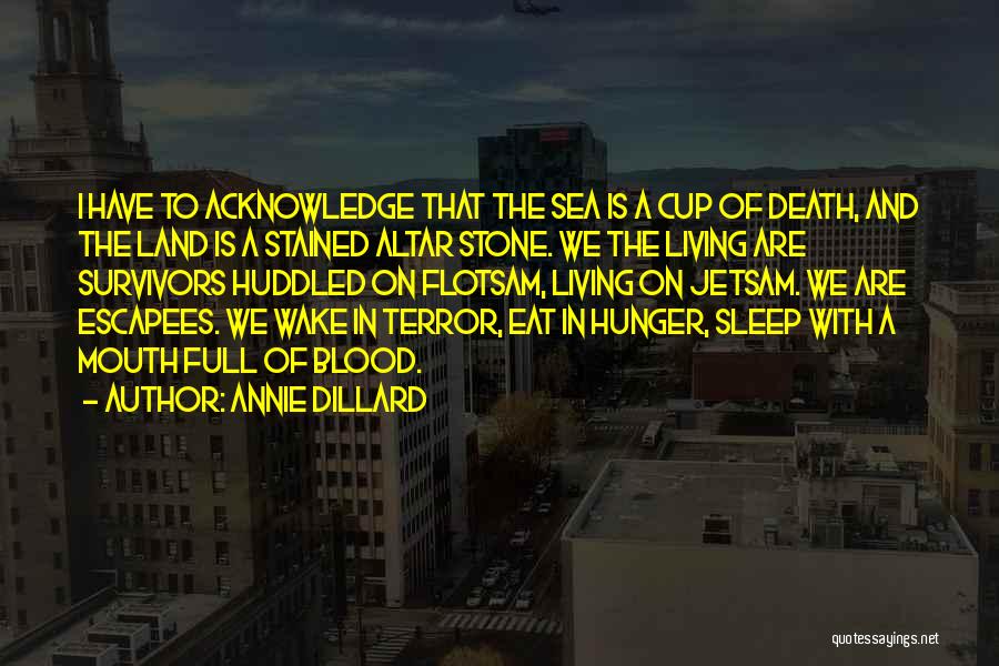 Annie Dillard Quotes: I Have To Acknowledge That The Sea Is A Cup Of Death, And The Land Is A Stained Altar Stone.