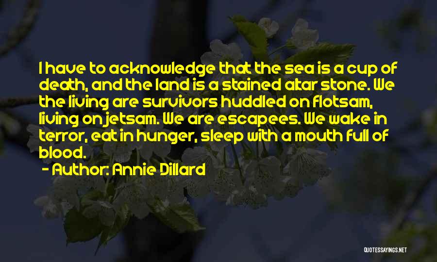 Annie Dillard Quotes: I Have To Acknowledge That The Sea Is A Cup Of Death, And The Land Is A Stained Altar Stone.