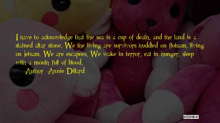 Annie Dillard Quotes: I Have To Acknowledge That The Sea Is A Cup Of Death, And The Land Is A Stained Altar Stone.