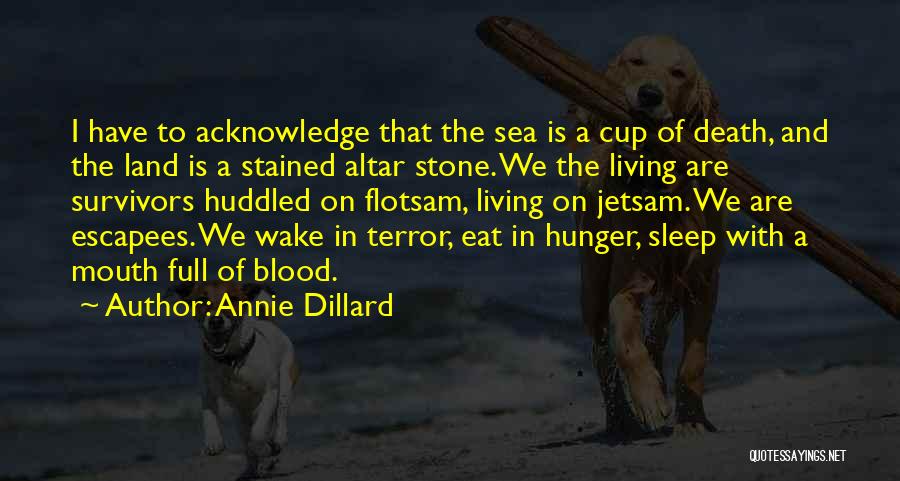 Annie Dillard Quotes: I Have To Acknowledge That The Sea Is A Cup Of Death, And The Land Is A Stained Altar Stone.