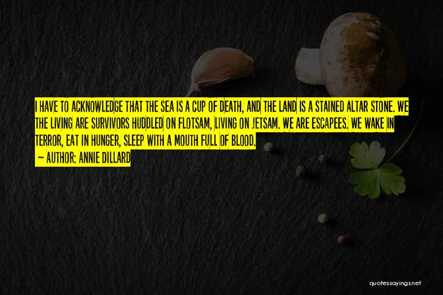 Annie Dillard Quotes: I Have To Acknowledge That The Sea Is A Cup Of Death, And The Land Is A Stained Altar Stone.