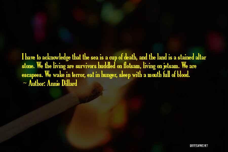 Annie Dillard Quotes: I Have To Acknowledge That The Sea Is A Cup Of Death, And The Land Is A Stained Altar Stone.