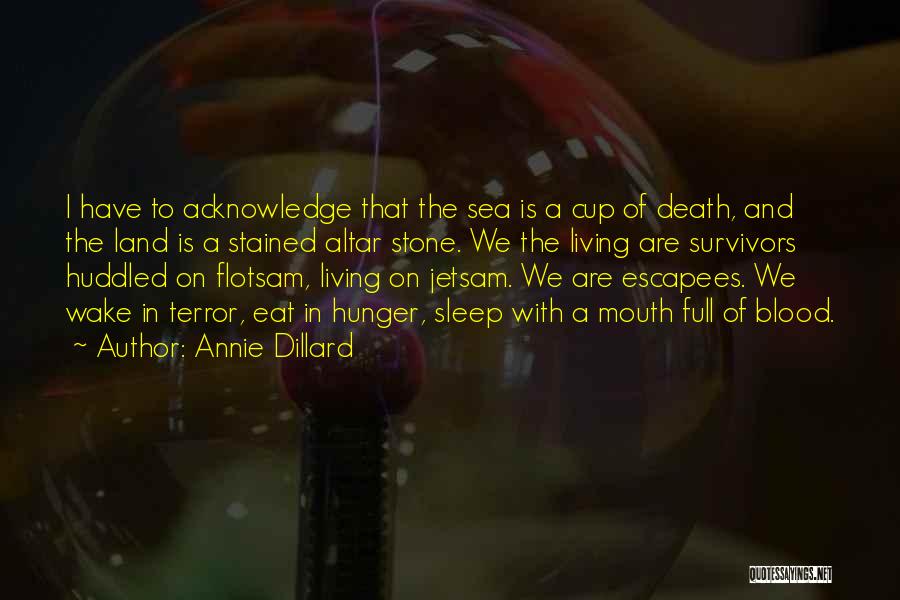 Annie Dillard Quotes: I Have To Acknowledge That The Sea Is A Cup Of Death, And The Land Is A Stained Altar Stone.