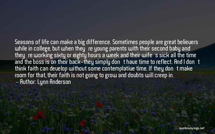 Lynn Anderson Quotes: Seasons Of Life Can Make A Big Difference. Sometimes People Are Great Believers While In College, But When They're Young