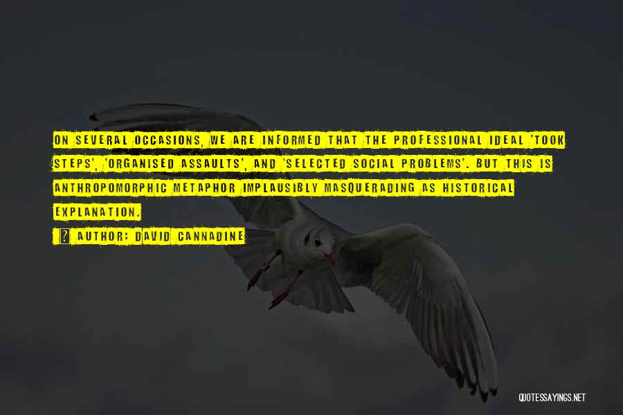 David Cannadine Quotes: On Several Occasions, We Are Informed That The Professional Ideal 'took Steps', 'organised Assaults', And 'selected Social Problems'. But This