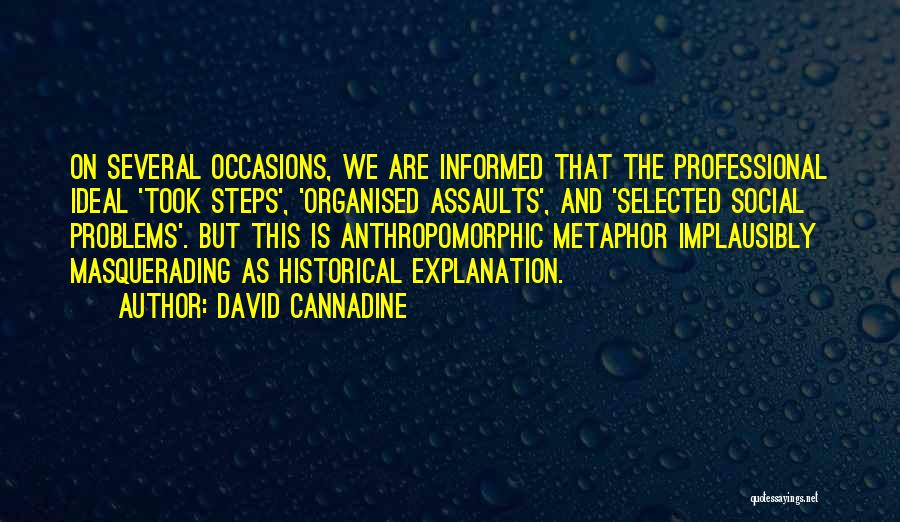 David Cannadine Quotes: On Several Occasions, We Are Informed That The Professional Ideal 'took Steps', 'organised Assaults', And 'selected Social Problems'. But This