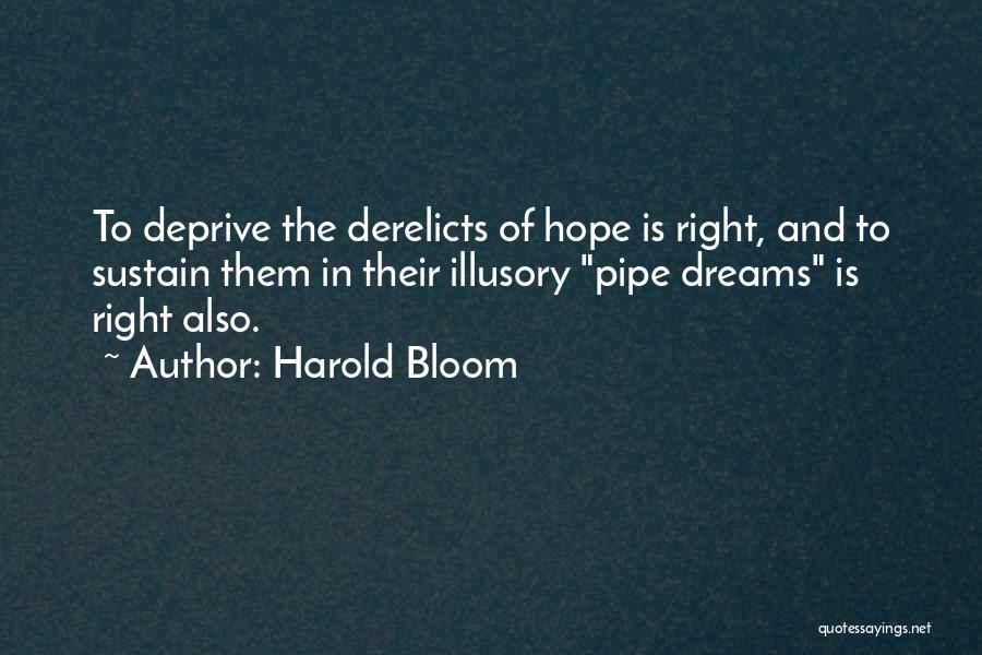 Harold Bloom Quotes: To Deprive The Derelicts Of Hope Is Right, And To Sustain Them In Their Illusory Pipe Dreams Is Right Also.