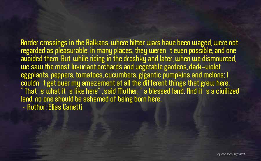 Elias Canetti Quotes: Border Crossings In The Balkans, Where Bitter Wars Have Been Waged, Were Not Regarded As Pleasurable; In Many Places, They