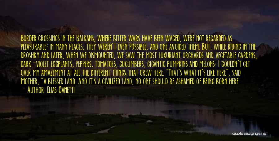 Elias Canetti Quotes: Border Crossings In The Balkans, Where Bitter Wars Have Been Waged, Were Not Regarded As Pleasurable; In Many Places, They