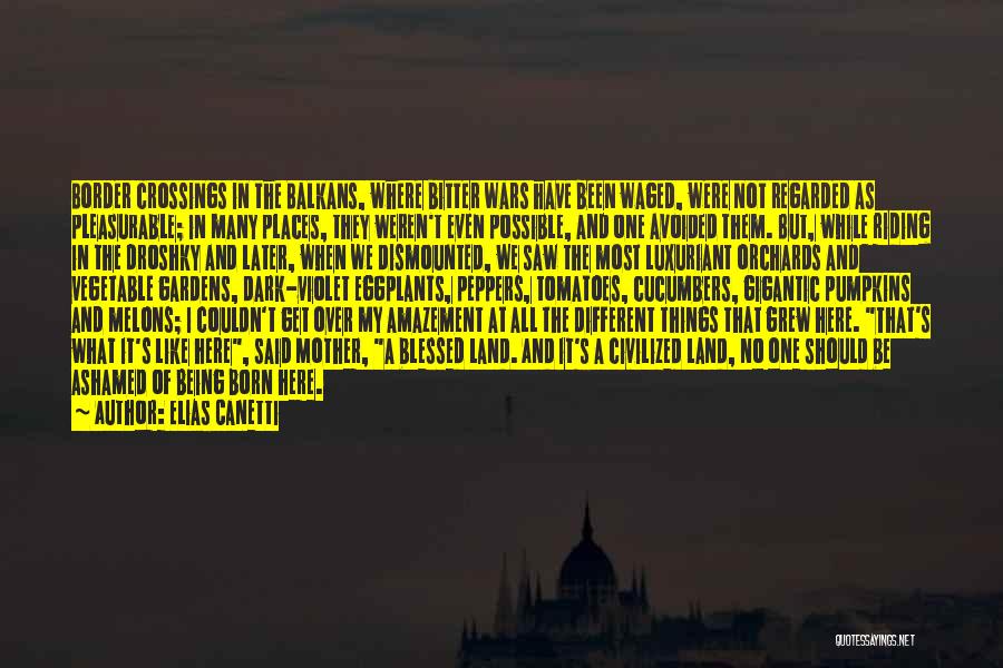 Elias Canetti Quotes: Border Crossings In The Balkans, Where Bitter Wars Have Been Waged, Were Not Regarded As Pleasurable; In Many Places, They