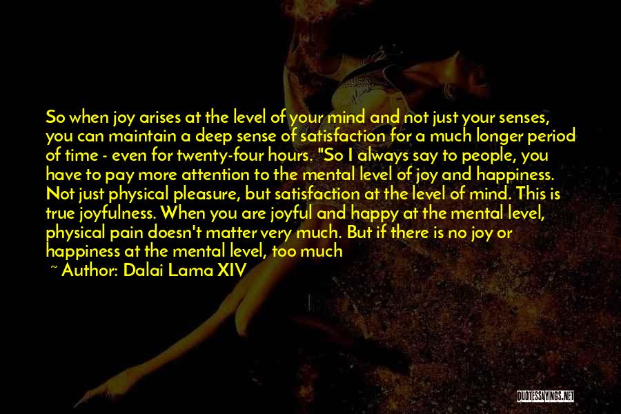 Dalai Lama XIV Quotes: So When Joy Arises At The Level Of Your Mind And Not Just Your Senses, You Can Maintain A Deep