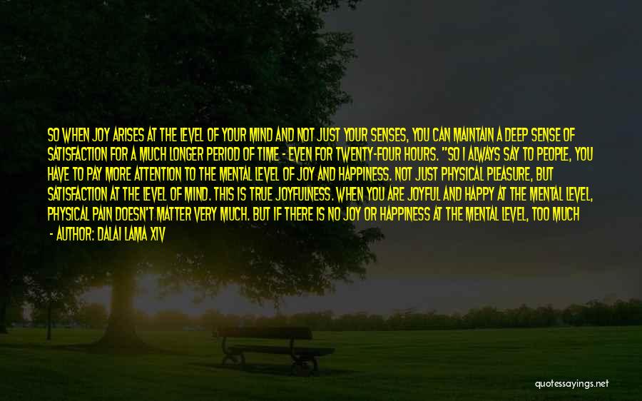 Dalai Lama XIV Quotes: So When Joy Arises At The Level Of Your Mind And Not Just Your Senses, You Can Maintain A Deep