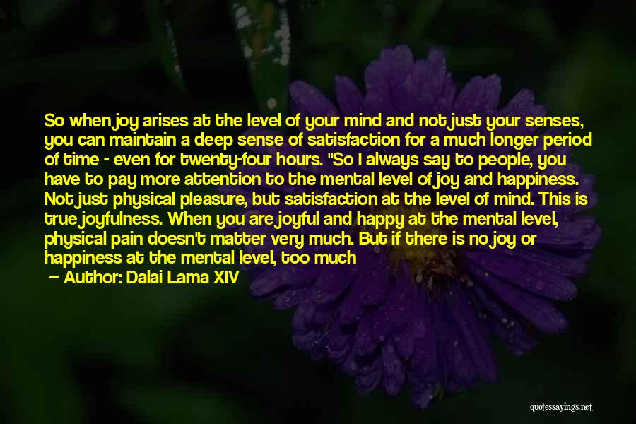 Dalai Lama XIV Quotes: So When Joy Arises At The Level Of Your Mind And Not Just Your Senses, You Can Maintain A Deep