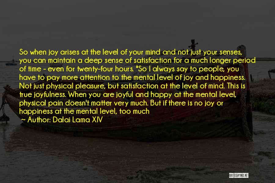 Dalai Lama XIV Quotes: So When Joy Arises At The Level Of Your Mind And Not Just Your Senses, You Can Maintain A Deep