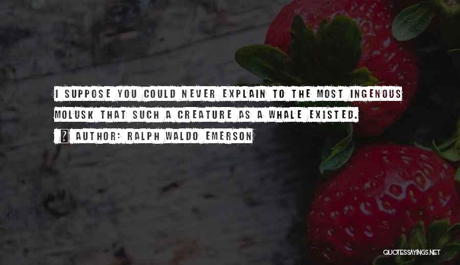 Ralph Waldo Emerson Quotes: I Suppose You Could Never Explain To The Most Ingenous Molusk That Such A Creature As A Whale Existed.