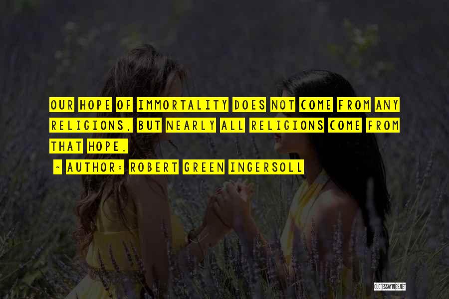 Robert Green Ingersoll Quotes: Our Hope Of Immortality Does Not Come From Any Religions, But Nearly All Religions Come From That Hope.