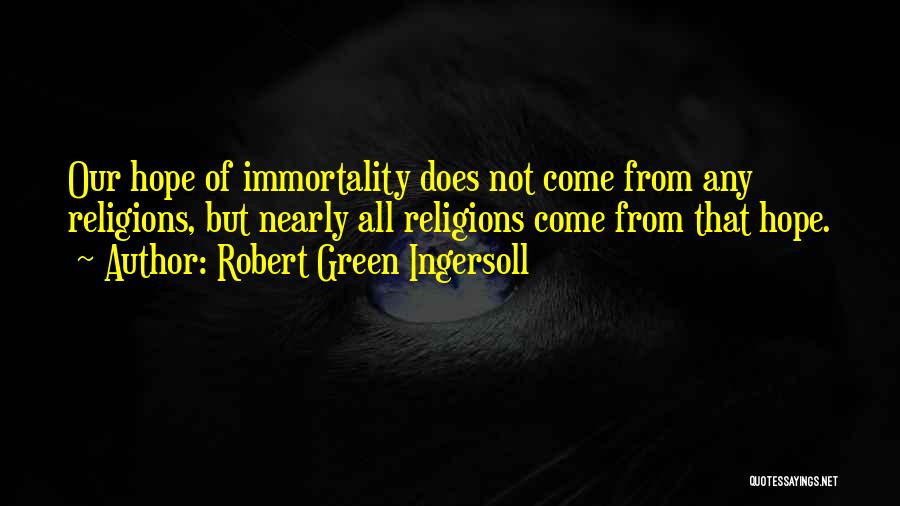 Robert Green Ingersoll Quotes: Our Hope Of Immortality Does Not Come From Any Religions, But Nearly All Religions Come From That Hope.