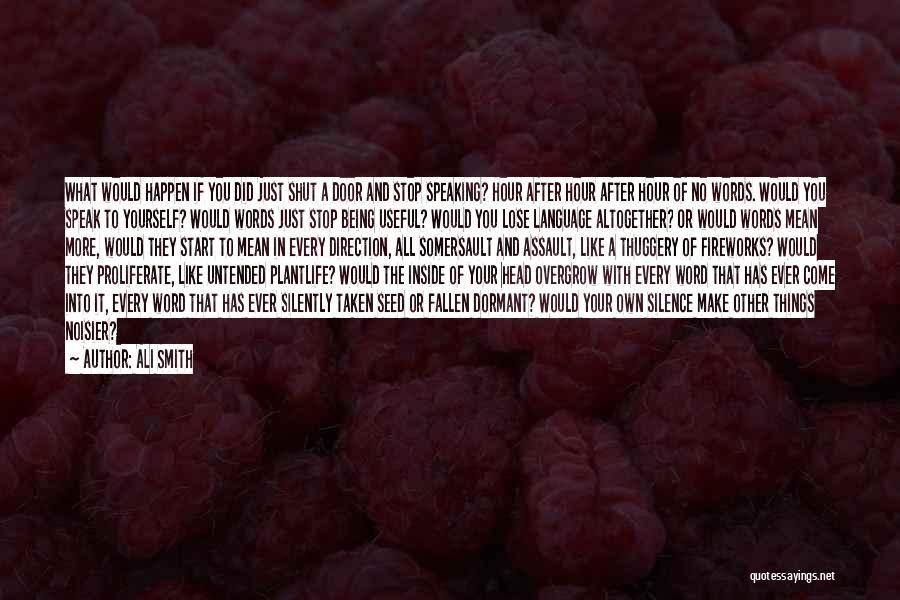 Ali Smith Quotes: What Would Happen If You Did Just Shut A Door And Stop Speaking? Hour After Hour After Hour Of No