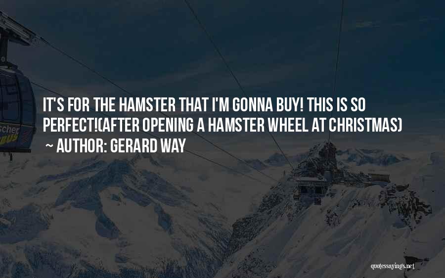 Gerard Way Quotes: It's For The Hamster That I'm Gonna Buy! This Is So Perfect!(after Opening A Hamster Wheel At Christmas)