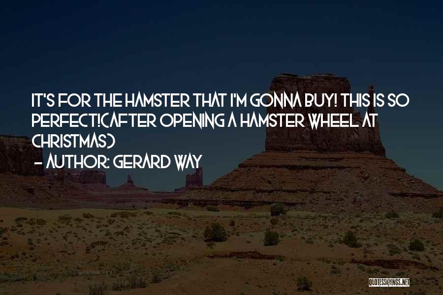 Gerard Way Quotes: It's For The Hamster That I'm Gonna Buy! This Is So Perfect!(after Opening A Hamster Wheel At Christmas)