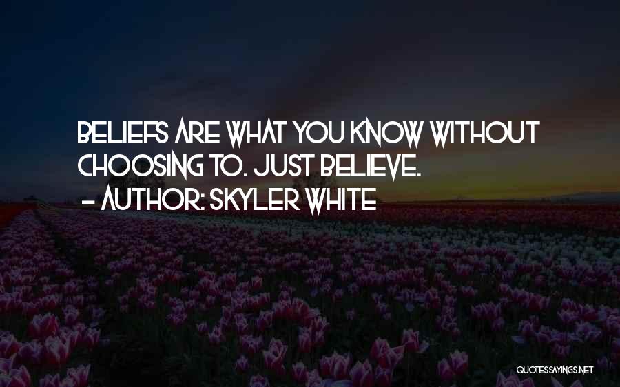 Skyler White Quotes: Beliefs Are What You Know Without Choosing To. Just Believe.