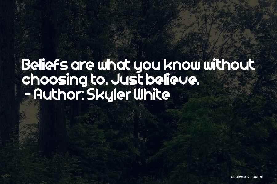 Skyler White Quotes: Beliefs Are What You Know Without Choosing To. Just Believe.