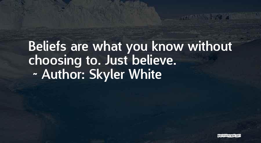 Skyler White Quotes: Beliefs Are What You Know Without Choosing To. Just Believe.