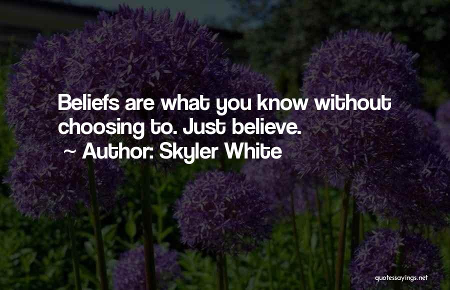 Skyler White Quotes: Beliefs Are What You Know Without Choosing To. Just Believe.