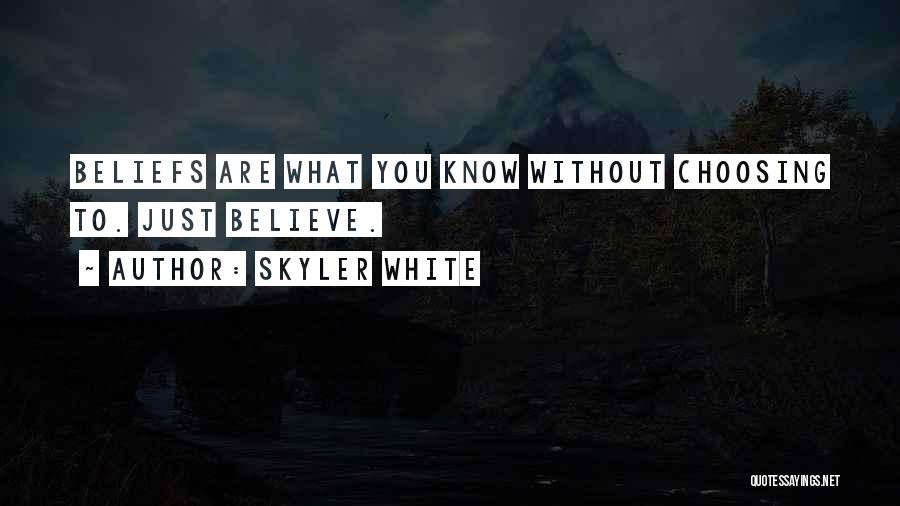 Skyler White Quotes: Beliefs Are What You Know Without Choosing To. Just Believe.