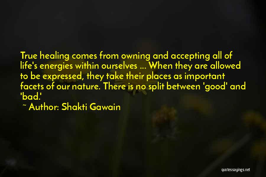 Shakti Gawain Quotes: True Healing Comes From Owning And Accepting All Of Life's Energies Within Ourselves ... When They Are Allowed To Be