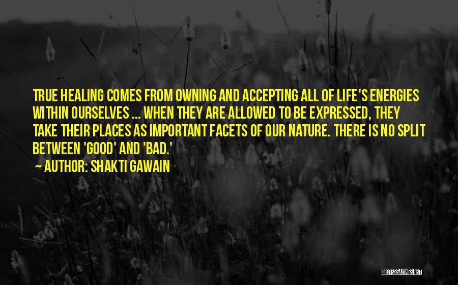 Shakti Gawain Quotes: True Healing Comes From Owning And Accepting All Of Life's Energies Within Ourselves ... When They Are Allowed To Be