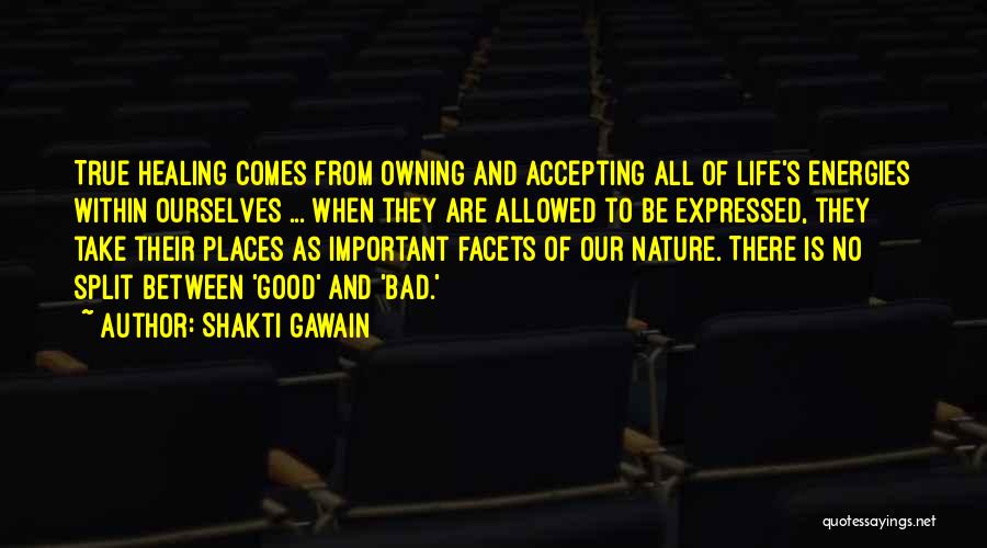 Shakti Gawain Quotes: True Healing Comes From Owning And Accepting All Of Life's Energies Within Ourselves ... When They Are Allowed To Be