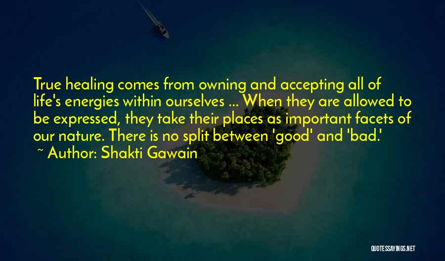 Shakti Gawain Quotes: True Healing Comes From Owning And Accepting All Of Life's Energies Within Ourselves ... When They Are Allowed To Be