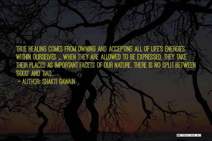 Shakti Gawain Quotes: True Healing Comes From Owning And Accepting All Of Life's Energies Within Ourselves ... When They Are Allowed To Be