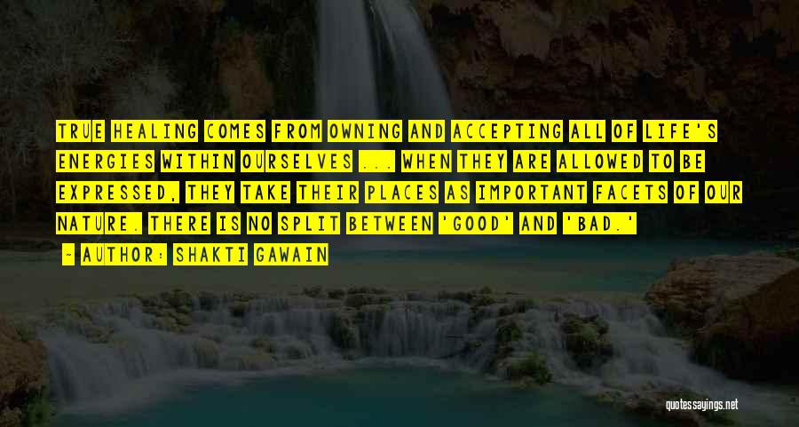 Shakti Gawain Quotes: True Healing Comes From Owning And Accepting All Of Life's Energies Within Ourselves ... When They Are Allowed To Be