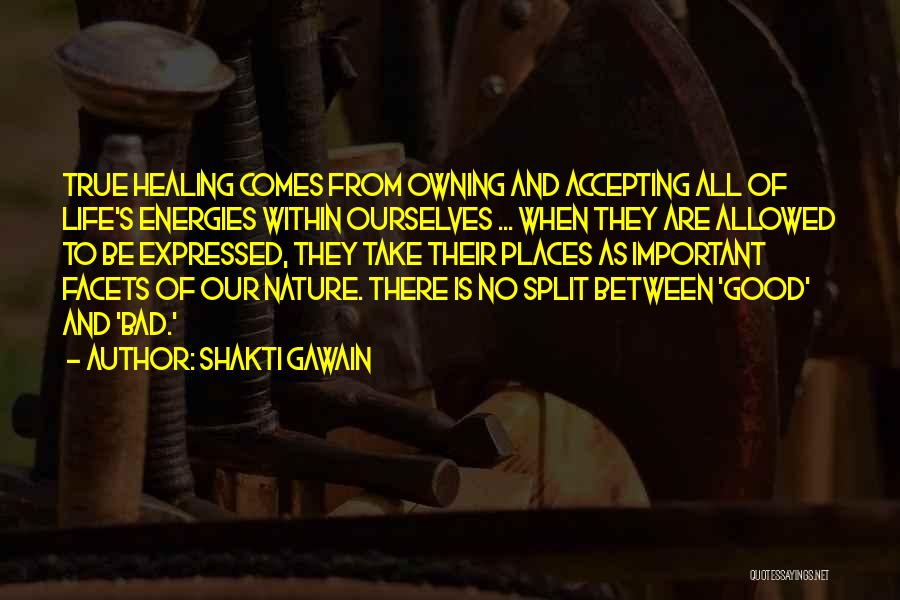 Shakti Gawain Quotes: True Healing Comes From Owning And Accepting All Of Life's Energies Within Ourselves ... When They Are Allowed To Be