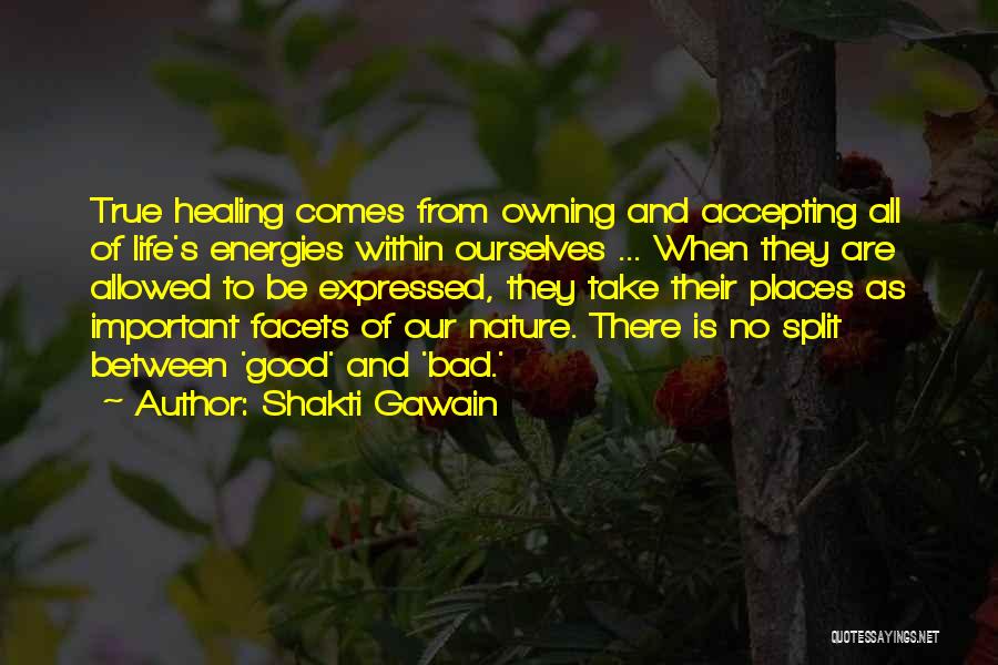 Shakti Gawain Quotes: True Healing Comes From Owning And Accepting All Of Life's Energies Within Ourselves ... When They Are Allowed To Be