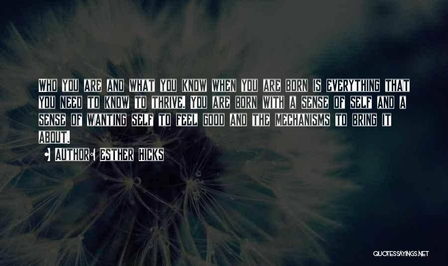 Esther Hicks Quotes: Who You Are And What You Know When You Are Born Is Everything That You Need To Know To Thrive.