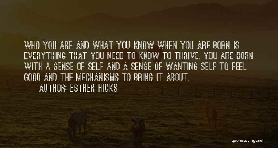 Esther Hicks Quotes: Who You Are And What You Know When You Are Born Is Everything That You Need To Know To Thrive.