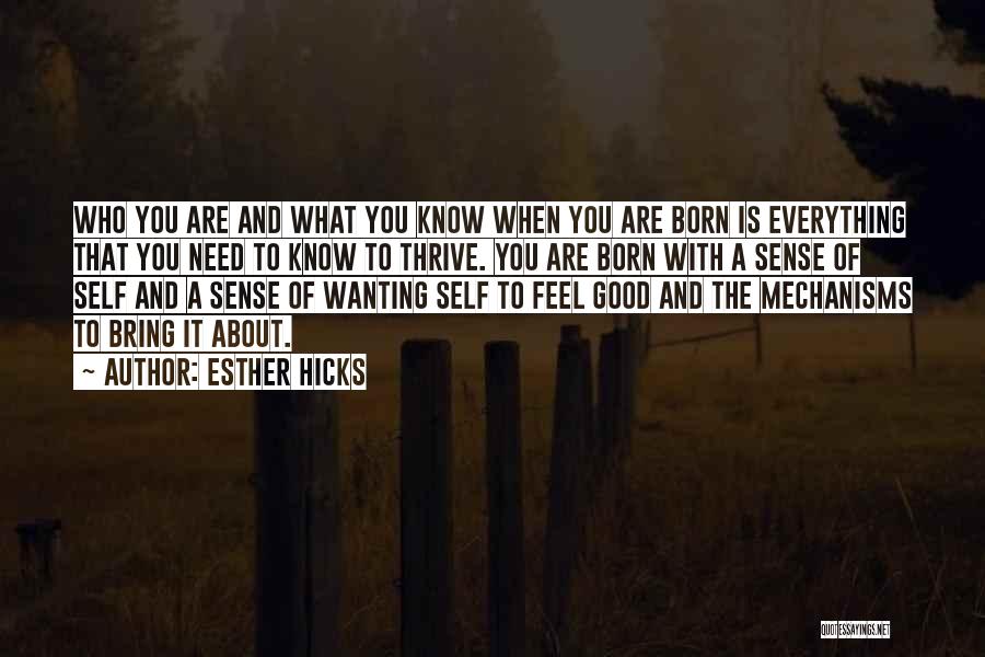 Esther Hicks Quotes: Who You Are And What You Know When You Are Born Is Everything That You Need To Know To Thrive.