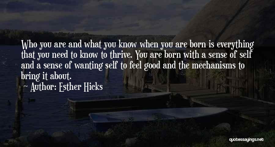 Esther Hicks Quotes: Who You Are And What You Know When You Are Born Is Everything That You Need To Know To Thrive.