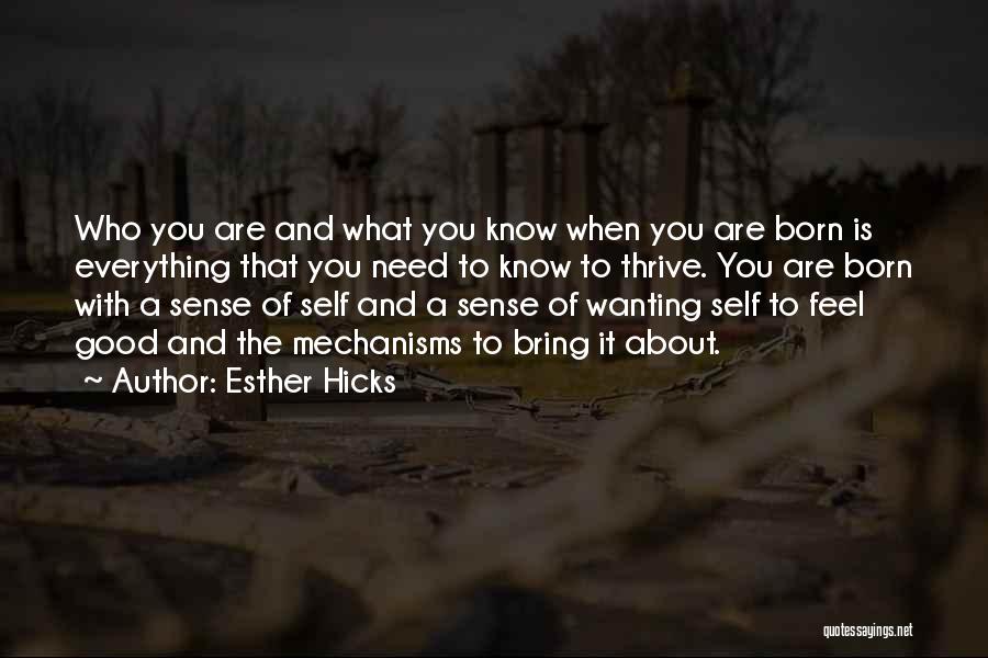 Esther Hicks Quotes: Who You Are And What You Know When You Are Born Is Everything That You Need To Know To Thrive.