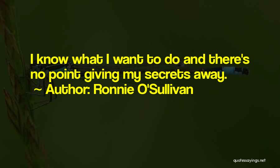 Ronnie O'Sullivan Quotes: I Know What I Want To Do And There's No Point Giving My Secrets Away.