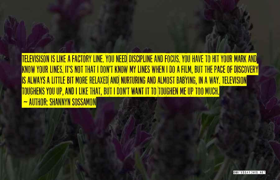 Shannyn Sossamon Quotes: Televisison Is Like A Factory Line. You Need Discipline And Focus. You Have To Hit Your Mark And Know Your