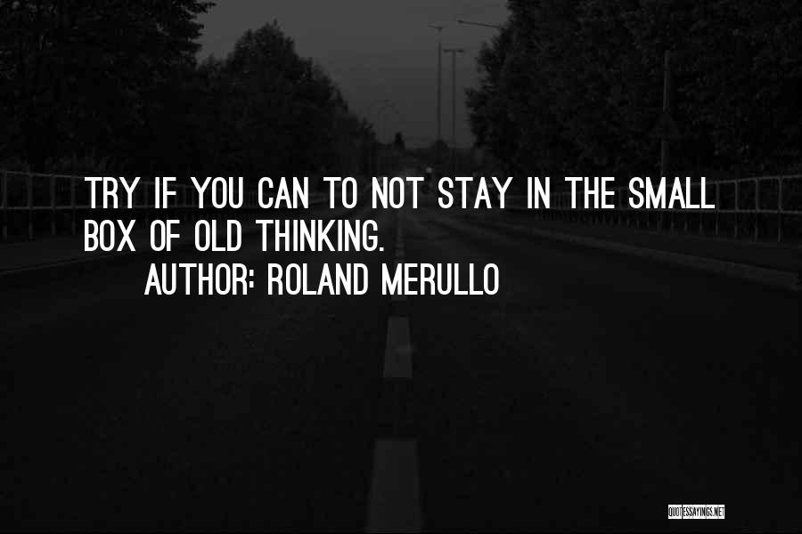 Roland Merullo Quotes: Try If You Can To Not Stay In The Small Box Of Old Thinking.