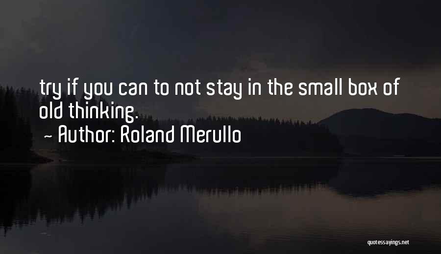 Roland Merullo Quotes: Try If You Can To Not Stay In The Small Box Of Old Thinking.