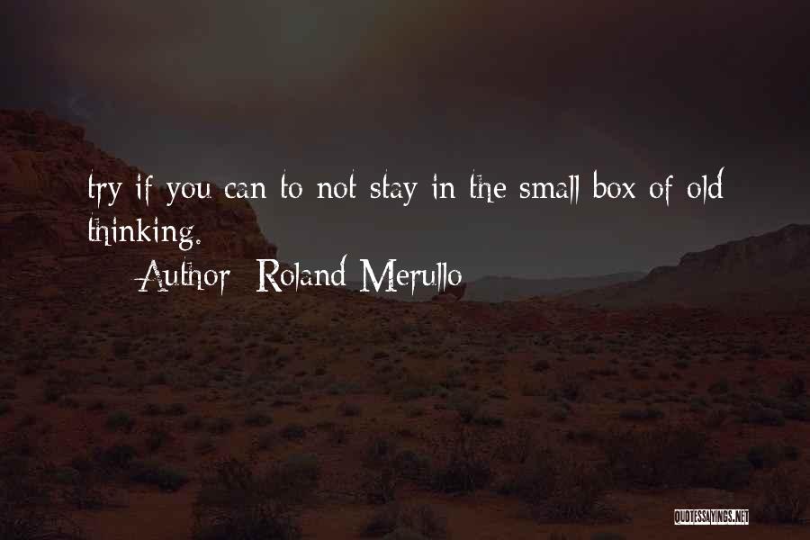 Roland Merullo Quotes: Try If You Can To Not Stay In The Small Box Of Old Thinking.